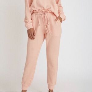 NWT Something Navy Meghan Baby Pink Paper Bag Waist Sweatpants